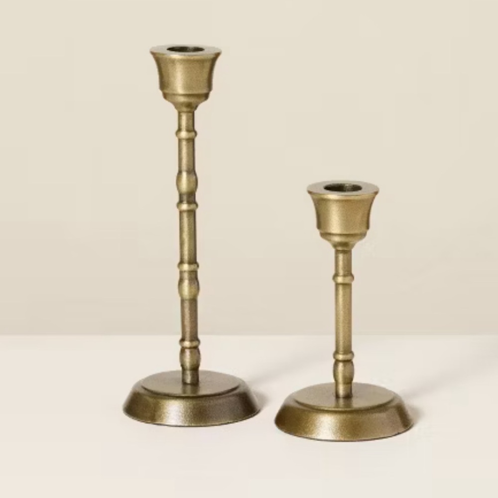 Brass Taper Candlesticks Antique Finish (Set of 2)
